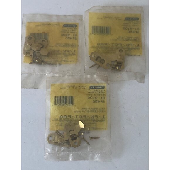 Antique Lawrence USA Brass Door Hinges Stanley Bar Latch Hardware - Picture 12 of 14